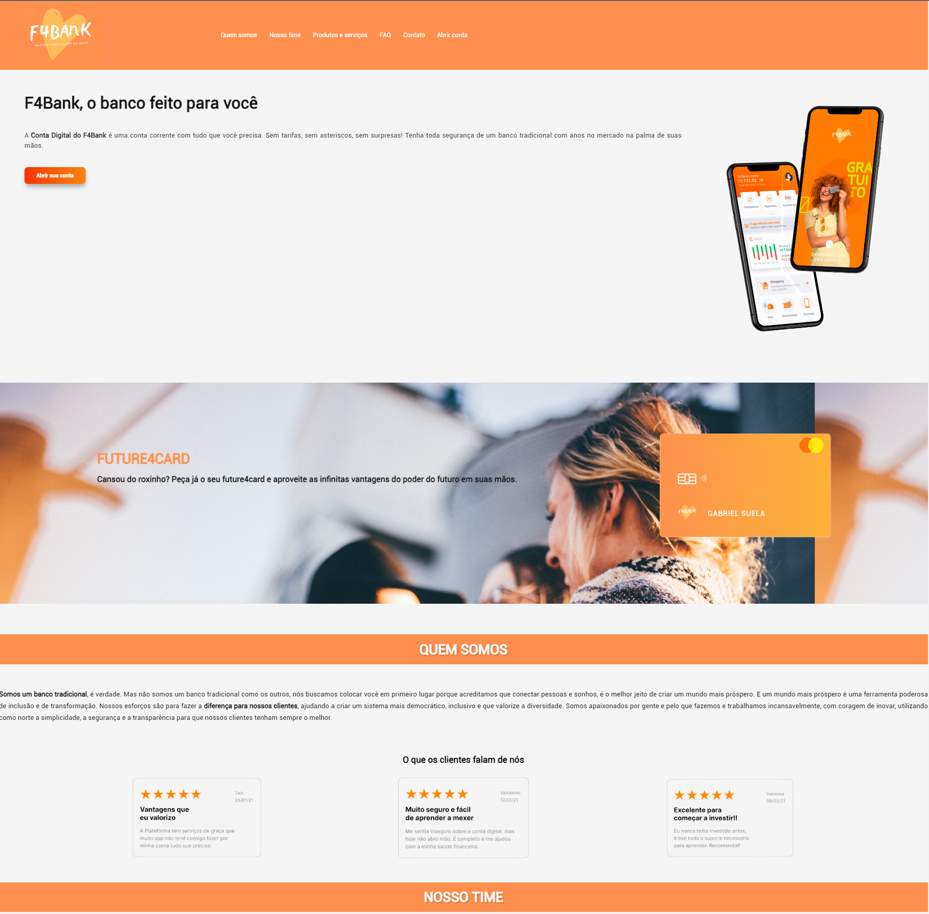 Tela da landing page do projeto Labank4